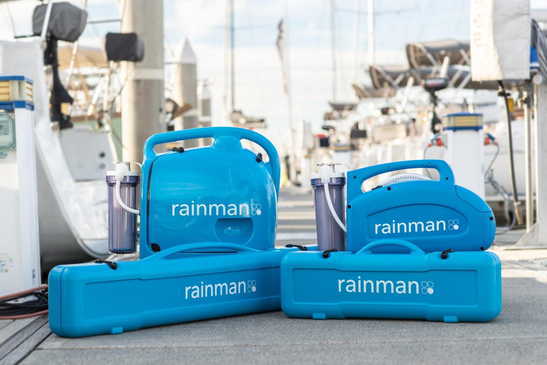 Rainman portable systems on a dock